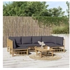 Image de 7 pieces salon de jardin modulable bambou 6 personnes 69 x 55 x 65 gris