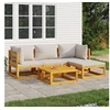 Image de Salon de jardin modulable bois massif gris 5 pieces 70.5 x 68 x 65 4 personnes