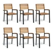 Image de Lot de 6 chaise en acacia empilable non pliable exterieur H. 87 cm marron