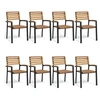 Image de Lot de 8 chaise H. 87 cm empilable non pliable exterieur en acacia marron