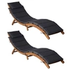 Image de Chaises longues et coussins 2 pcs Gris foncé Bois massif acacia