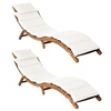 Image de Lot de 2 chaise longue en bois massif H. 64 cm blanc L. 184 cm