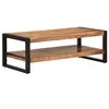Image de Table Basse, Table d'Appoint à 2 Niveaux, Bout de Canapé avec Rangement, Meuble de Salon Salle de Séjour, Bois Massif d'Acacia