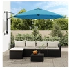 Image de Parasol mural avec LED bleu mer 290 cm, parasol de jardin, parasol d'extérieur, parasol de patio, parapluie, 362894