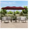 Image de Parasol de jardin à double tête avec LED rouge bordeaux