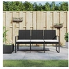 Image de Banc de jardin à 3 places avec coussins noir rotin PP 360212