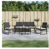 Image de Ensemble à manger de jardin avec coussins 5 pcs noir rotin PP, ensemble à manger, ensemble à manger d'extérieur, 360218