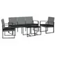 Image de Ensemble à manger de jardin coussins 5 pcs gris foncé rotin PP, ensemble à manger, ensemble à manger d'extérieur, 360220