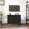 Image de Meuble TV avec portes noir 60x35x45 cm bois d ingénierie