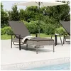 Image de Chaise longue avec coussin gris résine tressée 362807