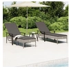 Image de Chaises longues 2pcs avec table et coussins gris résine tressée 362808