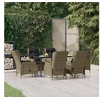 Image de Ensemble à manger de jardin 7 pcs Marron Résine tressée, ensemble de salle à manger d'extérieur, table et chaise de jardin, table et chaise de patio