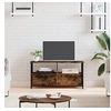 Image de Meuble TV, Armoire de Télévision avec Tiroirs et Compartiments, Meuble Télé Salon Salle de Séjour, Moderne, Chêne Fumé Bois d'Ingénierie et Fer