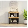 Image de Armoire Latérale, Table de Chevet avec Rangement, Buffet de Chambre à Coucher Salon Salle de Séjour, Industriel, Bois Massif de Manguier