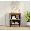 Image de Armoire Latérale, Table de Chevet avec Pieds, Meuble de Rangement, Organisateur de Salon Intérieur, Industriel, Bois Massif de Manguier