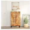 Image de Buffet haut avec tiroir 60x33x100cm bois massif manguier et fer
