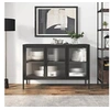Image de Buffet noir 105x35x70 cm verre et acier