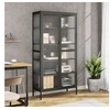 Image de Buffet haut noir 85x40x180 cm verre et acier353004