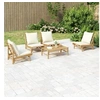 Image de Salon de jardin 5 pcs avec coussins blanc crème bambou 3156487