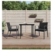 Image de Lot de 2 chaise H. 83 cm empilable non pliable exterieur en rotin noir