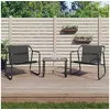Image de Salon de jardin acier 3 pieces gris 60.0 x 40 x 40 2 personnes