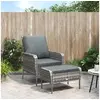 Image de Chaise de jardin avec tabouret gris résine tressée, chaise de jardin, siège de jardin, chaise de patio, chaise 364115
