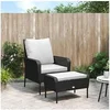 Image de Chaise de jardin avec tabouret noir résine tressée, chaise de jardin, siège de jardin, chaise de patio, chaise 364116