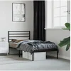 Image de Cadre de lit métal sans matelas avec tête de lit noir 80x200 cm