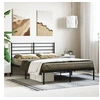 Image de Cadre de lit métal sans matelas avec tête de lit noir 140x190cm