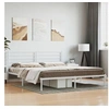Image de Cadre de lit métal sans matelas et tête de lit blanc 180x200 cm