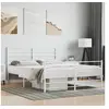 Image de Cadre de lit métal sans matelas et pied de lit blanc 140x190 cm