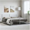 Image de Bedframe met hoofd- en voeteneinde metaal wit 193x203 cm352392