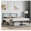Image de Cadre de lit métal sans matelas avec tête de lit noir 120x190cm