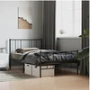 Image de Cadre de lit métal avec tête de lit/pied de lit noir 100x200 cm, lit simple, meuble de chambre à coucher, lit d'invité, lit