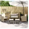 Image de Ensemble à manger de jardin avec coussins 6pcs beige poly rotin