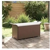 Image de Banc de jardin avec coussin marron 116x46x57 cm résine tressée 363416