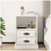 Image de Table de chevet blanc brillant 43x36x60 cm
