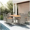 Image de Ensemble à manger de jardin 9 pcs coussins gris résine tressée, ensemble de salle à manger, ensemble de salle à manger d'extérieur, ensemble de