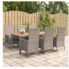 Image de Ensemble à manger de jardin et coussins 7 pcs gris rotin, ensemble de salle à manger, ensemble de salle à manger 3157552