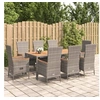 Image de Ensemble à manger de jardin 9 pcs coussins gris résine tressée, ensemble de salle à manger 3157553