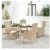 Image de Ensemble à manger de jardin avec coussins 5pcs Beige poly rotin, ensemble de salle à manger, ensemble de salle à 3157569