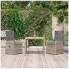 Image de Ensemble à manger de jardin 3 pcs coussins gris résine tressée, ensemble de salle à manger, ensemble de salle à 3157582