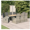 Image de Ensemble à manger de jardin 9 pcs coussins gris résine tressée, ensemble de salle à manger 3157590