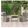 Image de Ensemble à manger de jardin 3 pcs coussins gris résine tressée, ensemble de salle à manger, ensemble de salle à 3157591