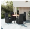 Image de Ensemble à manger de jardin coussins 5pcs Noir Résine tressée, ensemble de salle à manger, ensemble de salle à manger 3157598