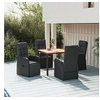 Image de Ensemble à manger de jardin coussins 5pcs Noir Résine tressée, ensemble de salle à manger, ensemble de salle à manger 3157599