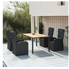 Image de Ensemble à manger de jardin coussins 5pcs Noir Résine tressée, ensemble de salle à manger, ensemble de salle à manger 3157600