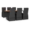 Image de Ensemble à dîner de jardin et coussins 7pcs Noir Résine tressée
