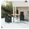 Image de Ensemble à manger de jardin 3 pcs Noir Poly rotin et acacia, ensemble de salle à manger, ensemble de salle à manger 3157606
