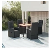 Image de Ensemble à manger de jardin 5pcs Noir Poly rotin et acacia, ensemble de salle à manger, ensemble de salle à manger 3157607